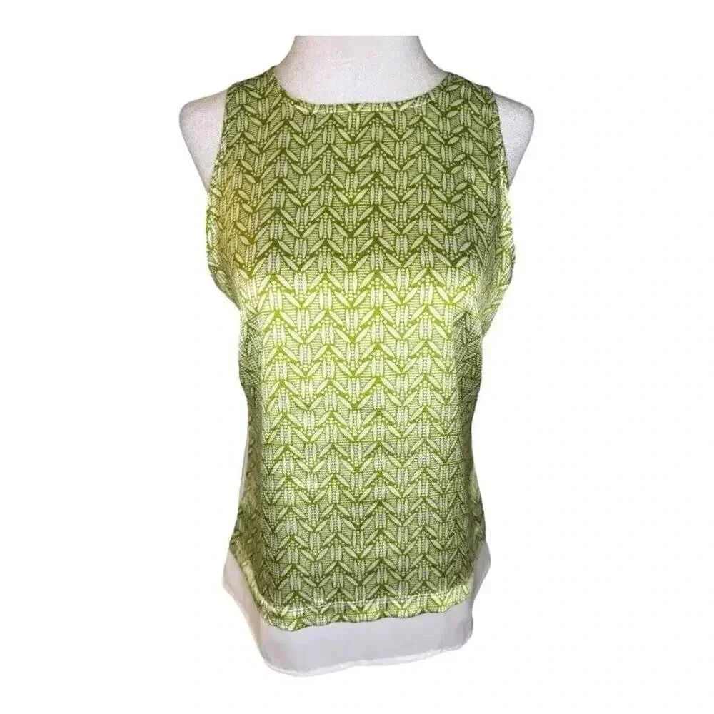 The Limited Women's Sleeveless Lime Green And White Tank Top Size Small EUC